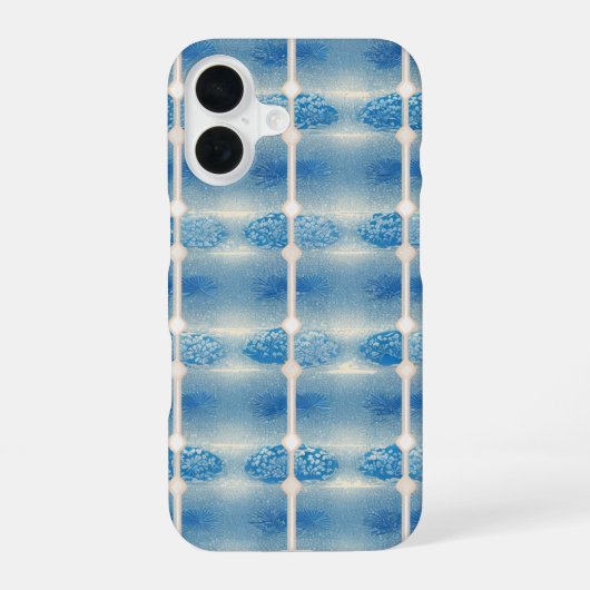 Indigo Tile & Plant Pattern Phone Case iPhone 16ケース (裏面)