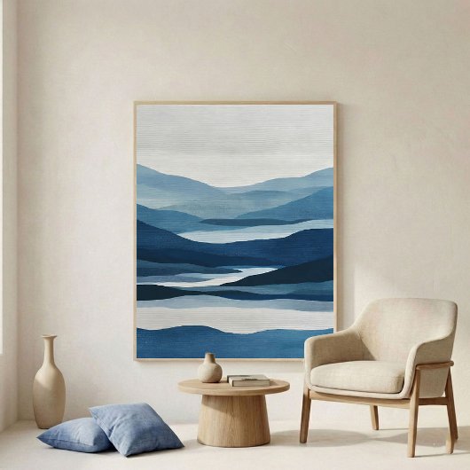 Indigo Valley Layers Abstract Wall Art ポスター