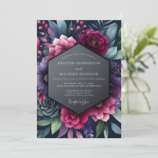 Indigo Vespertine Bloom Wedding 招待状 (スタンド正面)