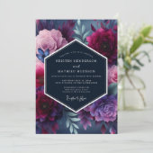 Indigo Vibrant Floral Wedding 招待状 (スタンド正面)