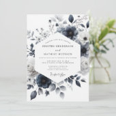 Indigo Wash Botanical Wedding 招待状 (スタンド正面)