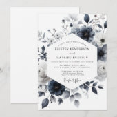 Indigo Wash Botanical Wedding 招待状 (正面/裏面)