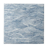 Indigo Wave Line Art タイル (正面)