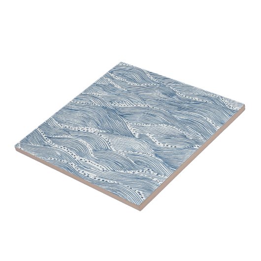 Indigo Wave Line Art タイル (側面)