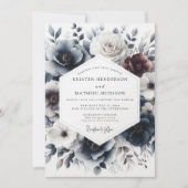 Indigo Wintertide Bloom Wedding 招待状 (正面)