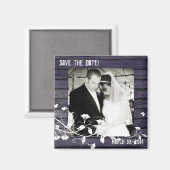 Indigo Wood Photo Save the Date Magnet マグネット (正面/裏面)