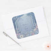 Indigo Woodland Lavender Peony Gold Frame Wedding スクエアシール (封筒)
