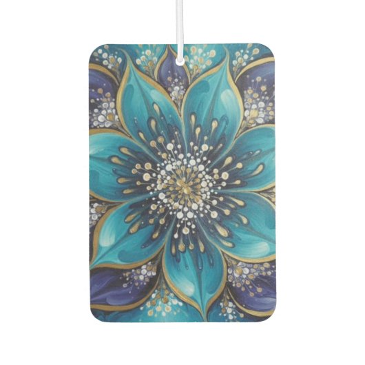 IndigoTealFloralMandala  カーエアーフレッシュナー (正面)