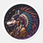 Indio e Lobo ラウンドシール (正面)