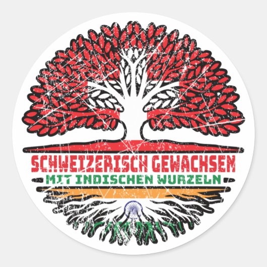 Indisch Schweizer Schweiz Baum Wurzel ラウンドシール (正面)
