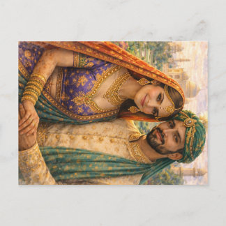 Indische Romantik Lila-Gold ポストカード