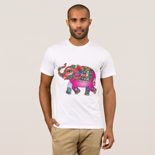 Indischer Bunter Elefant Tシャツ (正面フル)