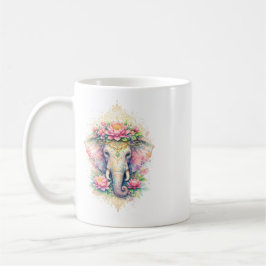 Indischer Frühling - Elefant mit Blumen コーヒーマグカップ