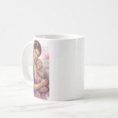 Indischer Frühling - Porträt Mädchen mit Äffchen コーヒーマグカップ (正面左)