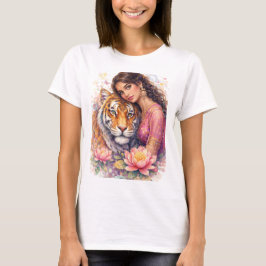 Indischer Frühling - Porträt Prinzessin & Tiger Tシャツ