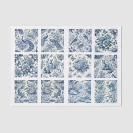 Individual Blue Chinoiserie Inspired Decoupage 薄葉紙