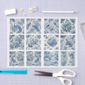 Individual Blue Chinoiserie Inspired Decoupage 薄葉紙 (クラフト)