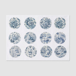 Individual Blue Chinoiserie Inspired Decoupage 薄葉紙