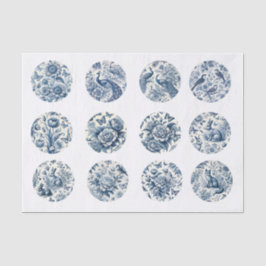 Individual Blue Chinoiserie Inspired Decoupage 薄葉紙