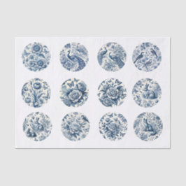 Individual Blue Chinoiserie Inspired Decoupage 薄葉紙