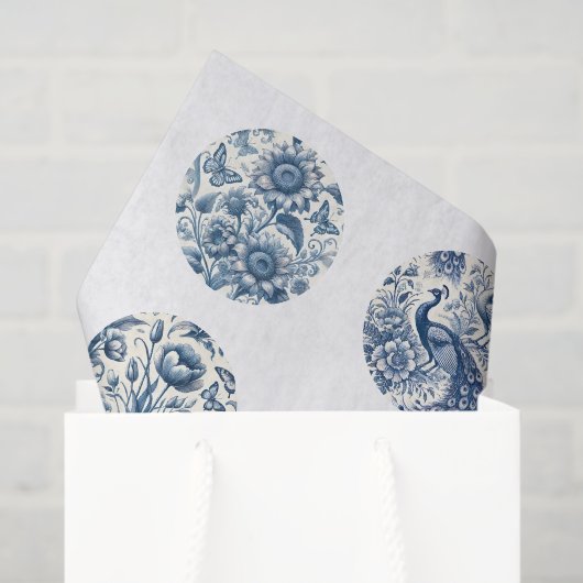 Individual Blue Chinoiserie Inspired Decoupage 薄葉紙 (ギフトバッグ)