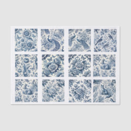 Individual Blue Chinoiserie Inspired Decoupage 薄葉紙