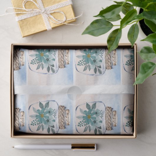 Individual Coastal Florals in a Jar Decoupage  薄葉紙 (ギフト)