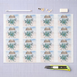 Individual Coastal Florals in a Jar Decoupage  薄葉紙