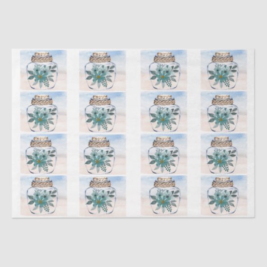 Individual Coastal Florals in a Jar Decoupage  薄葉紙 (正面)