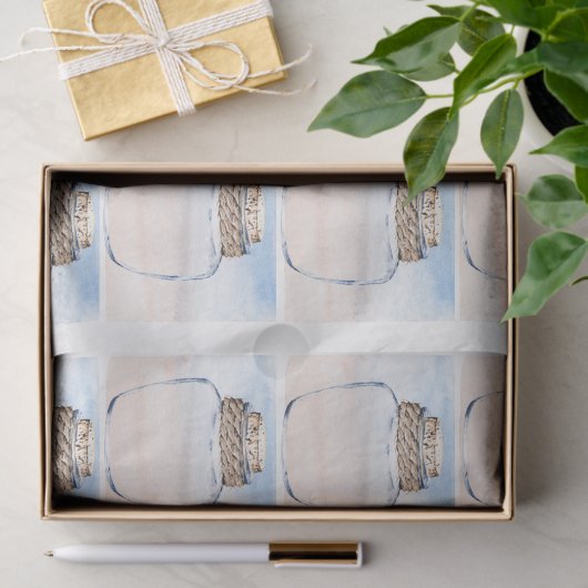 Individual Jars & Coastal Background Decoupage  薄葉紙 (ギフト)