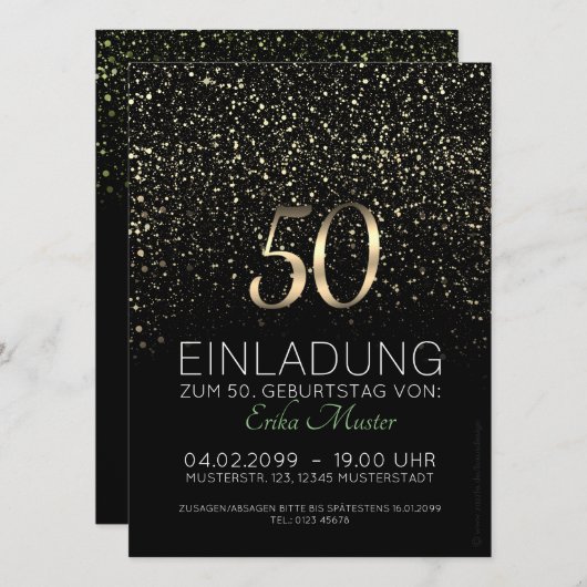Individuelle Einladungskarten 50. Geburtstag 案内状 (正面/裏面)