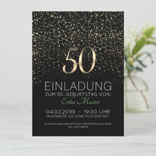 Individuelle Einladungskarten 50. Geburtstag 案内状 (スタンド正面)