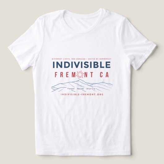 Indivisible Fremont CA 愛国 ユニセックスTシャツ トライブレンドTシャツ (デザイン正面)
