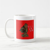 Indonesiシャドウパペットホホホデザインオンレッドキャンバス コーヒーマグカップ (左)