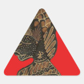 Indonesiシャドウパペットホホホデザインオンレッドキャンバス 三角形シール (正面)