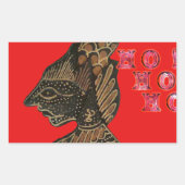 Indonesiシャドウパペットホホホデザインオンレッドキャンバス 長方形シール (正面)