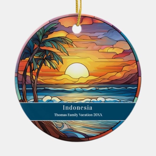 Indonesia Custom Beach Vacation セラミックオーナメント (正面)