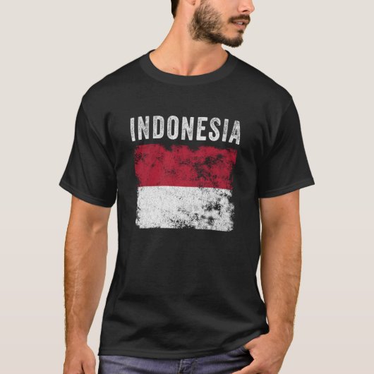 Indonesia Flag Distressed Men Women Kids Indonesia Tシャツ (正面)