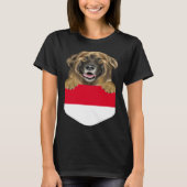 Indonesia Flag Leonberger Dog In Pocket Tシャツ (正面)