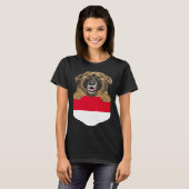 Indonesia Flag Leonberger Dog In Pocket Tシャツ (正面フル)