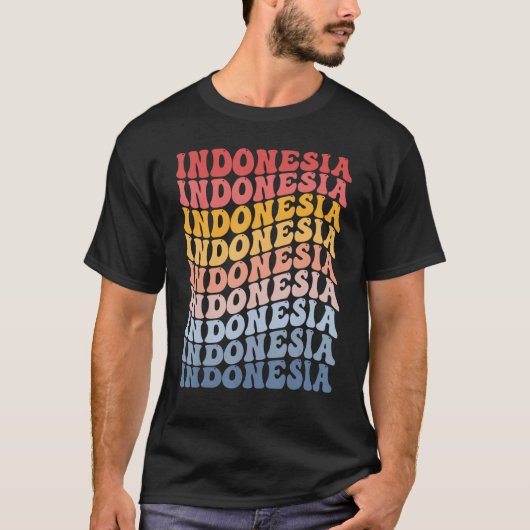 Indonesia Groovy Retro Indonesian Tシャツ (正面)