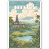 Indonesia Illustration Travel Art Vintage シール (正面)