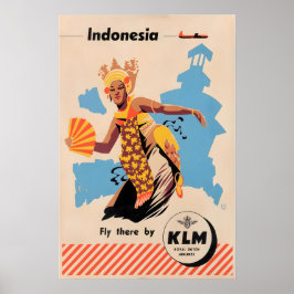 Indonesia Print Indonesian Art KLM Travel Poster  ポスター