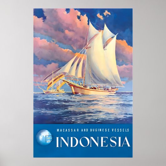 Indonesia Travel Poster Bugis People Art Buginese ポスター (正面)