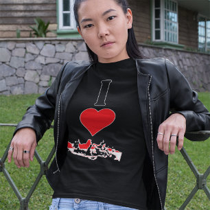 Indonesia Vertical I Love Indonesian Flag Map Tシャツ