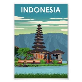 Indonesia Vintage Minimal Retro Travel Poster フォトプリント