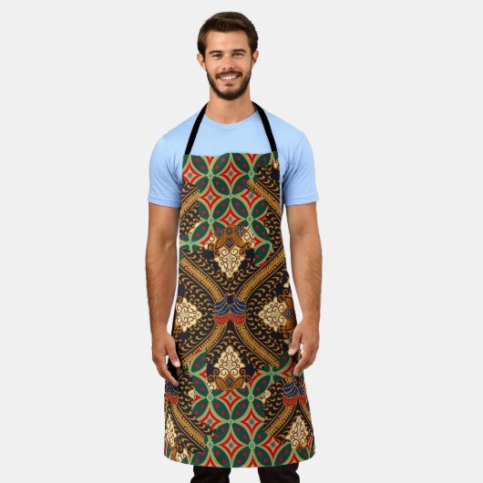 Indonesian batik motifs with very distinctive plan エプロン (着用した状態)