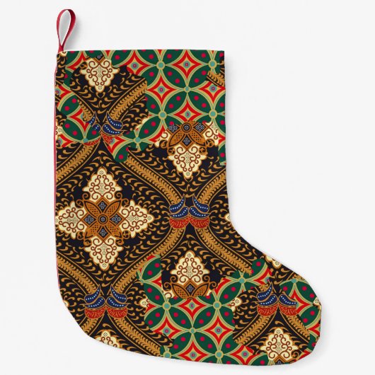 Indonesian batik motifs with very distinctive plan スモールクリスマスストッキング (正面)