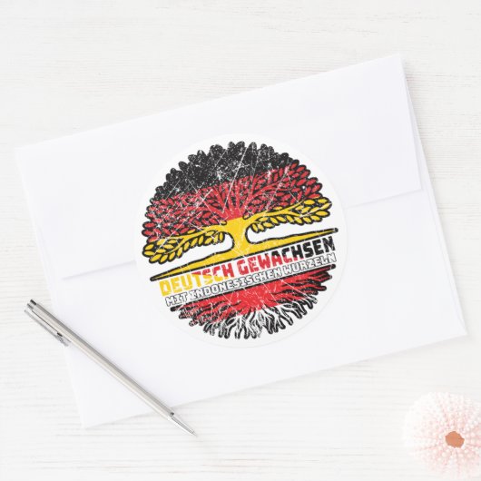 Indonesien Deutsch Deutschland Baum ラウンドシール (封筒)