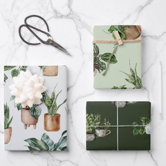 Indoor Plants Wrapping Paper ラッピングペーパーシート (正面)